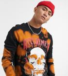 Reclaimed Vintage Inspired Skull Print Acid Wash Sweatshirt In Black-gray