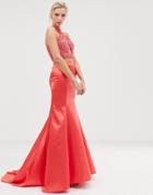 Dolly & Delicious Fishtail Maxi Skirt In Coral Pink - Pink