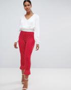 Missguided Polka Dot Frill Pants - Red