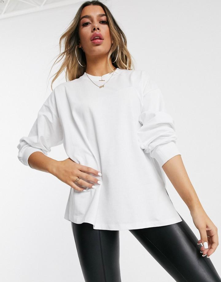 Asos Design Super Oversized Lightweight Sweat With Side Splits In White