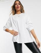 Asos Design Super Oversized Lightweight Sweat With Side Splits In White