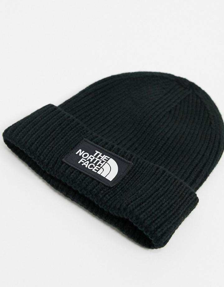 The North Face Tnf Logo Box Cuffed Beanie In Black