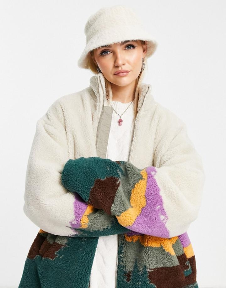 Accessorize Fluffy Bucket Hat In Cream-white