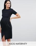 Asos Maternity Double Layer Textured Smart Dress - Black
