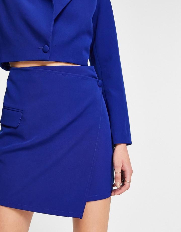 Extro & Vert Deconstructed Suit Skirt In Cobalt Blue