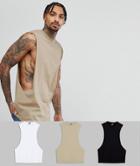 Asos Longline Tank With Extreme Dropped Armhole 3 Pack Save - Multi