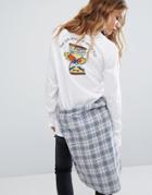 Rvca Oversized Long Sleeve T-shirt With Sands Of Time Back Print - White