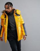 Jack Wolfskin Cook Parka In Burly Yellow With Faux Fur Hood - Yellow
