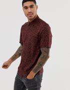 Pull & Bear Leopard Print Shirt In Burgundy - Red