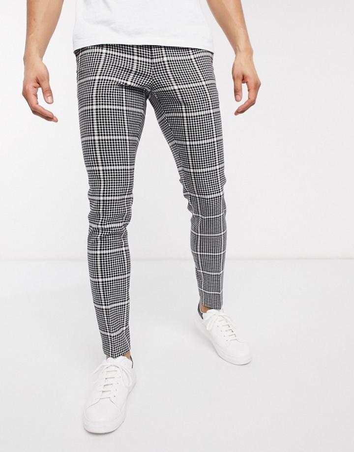 Asos Design Smart Super Skinny Pants In Black Wool Mix Check