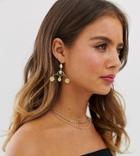 Ottoman Hands Gold Plated Coin Statement Drop Earrings - Gold