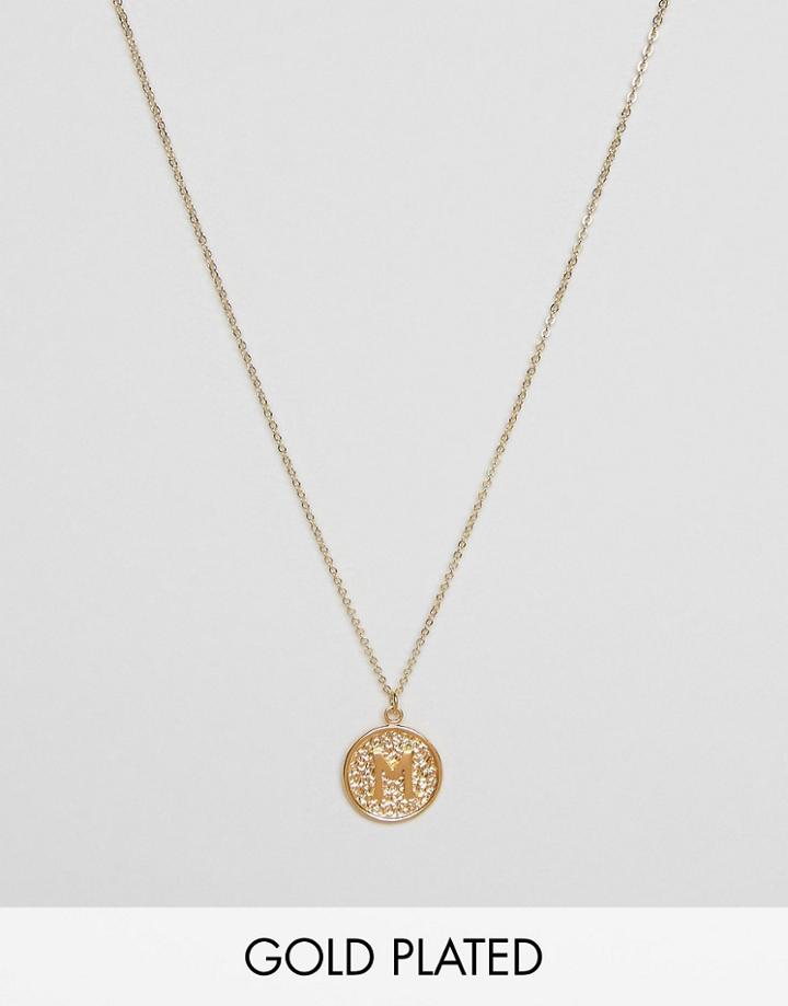 Ottoman Hands M Initial Pendant Necklace - Gold
