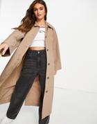 Monki Hilde Trenchcoat In Mole-brown