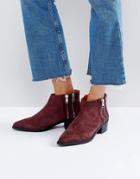 Selected Suede Boot With Zip Detail - Purple
