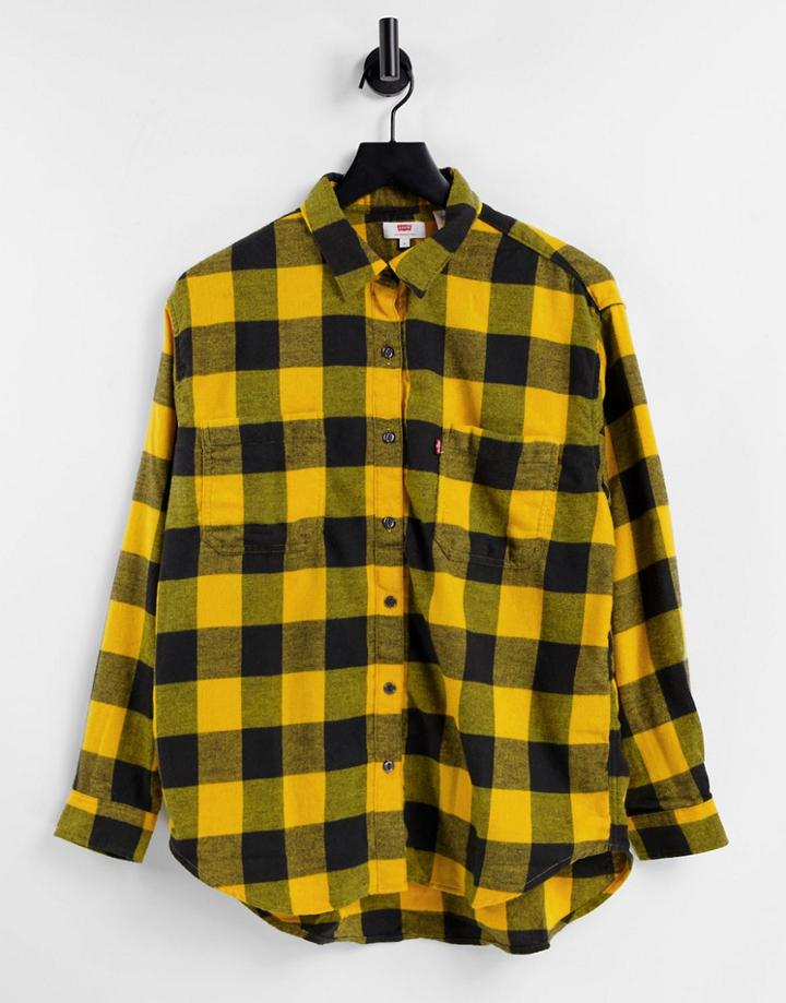 Levi's Plaid Shirt In Black/yellow