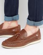 Red Tape Woven Tassel Loafers In Black Leather - Brown