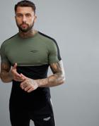 Muscle Monkey Muscle T-shirt In Khaki With Stripe - Green
