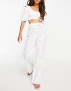 Fashion Union Beach Pants With Belt Detail Set In White