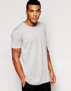 Asos Longline T-shirt With Crew Neck In Grey Marl - Gray Marl
