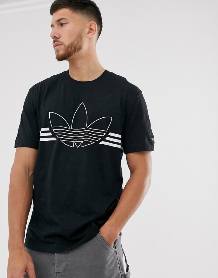 Adidas Originals Large Trefoil T-shirt In Black
