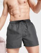 Asos Design Swim Shorts In Charcoal Short Length-grey