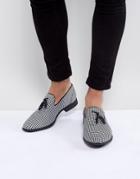 Asos Tassel Loafer In Black And White Check - Multi