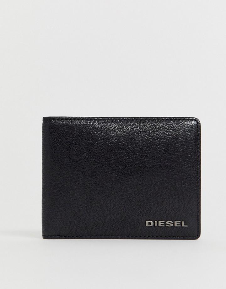 Diesel Bi-fold Leather Wallet In Black