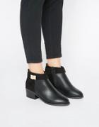 Miss Selfridge Buckle Detail Boot - Black