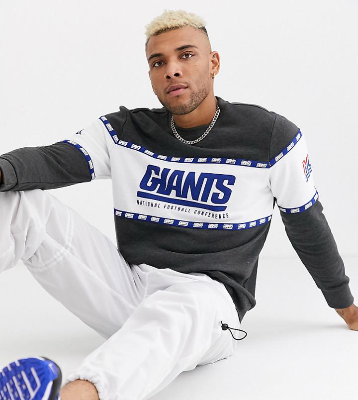 Nfl Giants Logo Sweatshirt With Printed Sleeves-gray