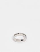 Asos Design Stainless Steel Band Ring With Angled Design In Silver Tone