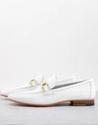 Walk London Capri Snaffle Loafers In White Leather