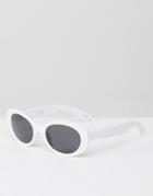 Asos Oval Rounded Sunglasses In White - White