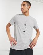 Reebok Training Speedwick Front Print Tech T-shirt In Gray-grey