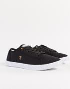 Farah Canvas Lace Up Sneakers In Black