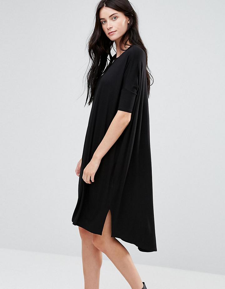 Asos Tall Oversize T-shirt Dress With Curved Hem - Black