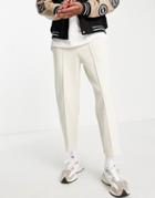 Asos Design Tapered Scuba Sweatpants In Beige-neutral