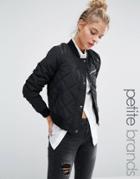 Noisy May Petite Quilted Bomber Jacket - Black