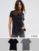 Asos Swing T-shirt 2 Pack - Black