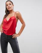 Asos Backless Cowl Neck Top - Red