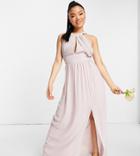 Tfnc Petite Bridesmaid Pleated Maxi Dress In Mink-pink