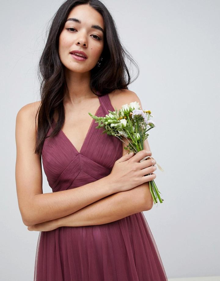 Asos Design Soft Tulle Maxi Dress-purple
