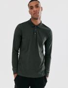 French Connection Long Sleeve Jersey Polo-green