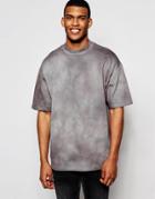 Asos Longline Oversized Short Sleeve Sweatshirt With Tie Dye - Gray