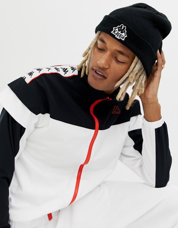Kappa Beanie With Embroidered Logo In Black - Black