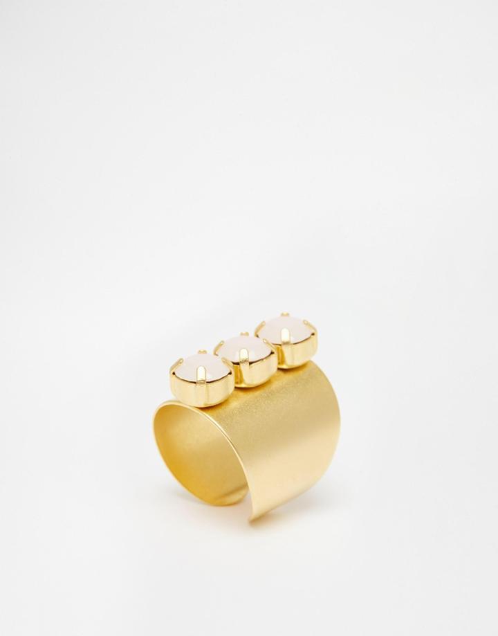 Rock 'n' Rose Cleo Crystal Armour Ring - Gold