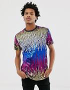 Asos Design Relaxed T-shirt With Mutli-colored Sequins - Multi