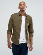 Bershka Regular Fit Shirt In Khaki - Green