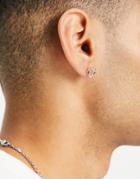 Status Syndicate Hoop Earring With Claw Detailing In A Silver Finish