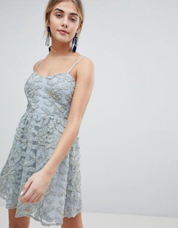 Dolly & Delicious 3d Applique Cami Strap Mini Prom Dress - Green