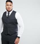 Asos Plus Slim Suit Vest In Charcoal - Gray